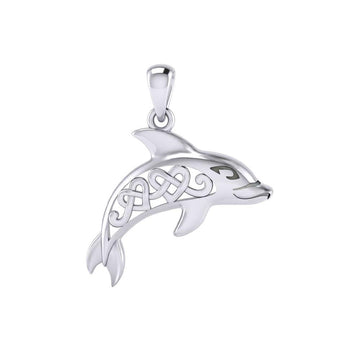 Celtic Dolphin And Double Heart Pendant TPD6084 - Jewelry